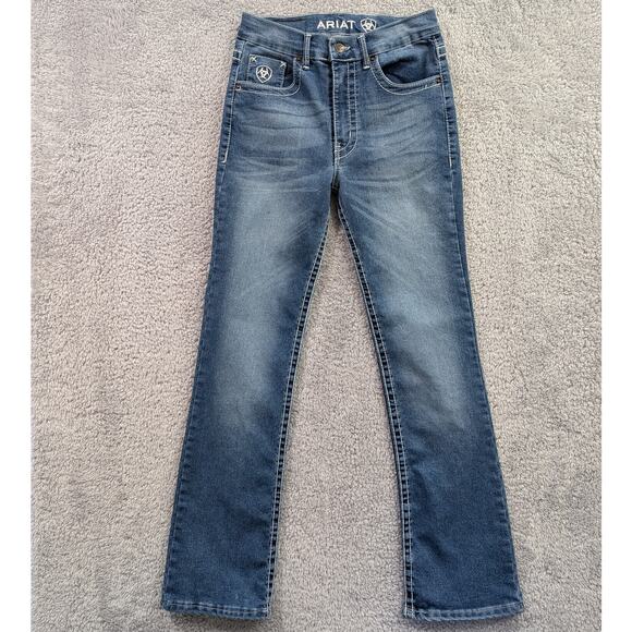 Ariat Junior's Denim Bootcut Jeans Size 9 Embroidered Back Pockets 26x30 inseam - Picture 1 of 8
